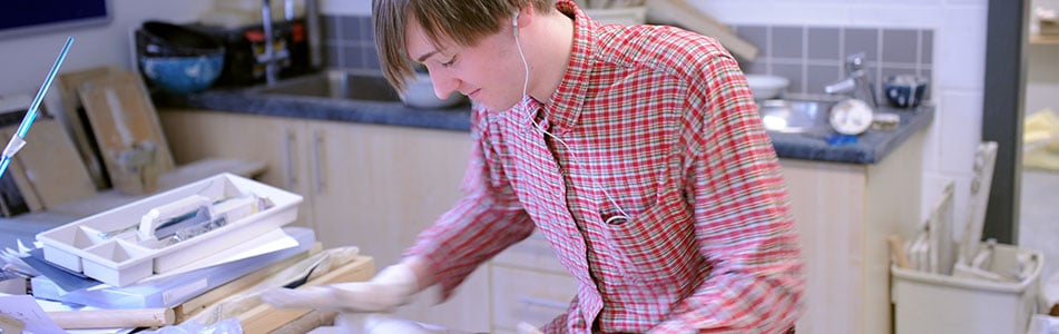 Art Foundation student working on a project
